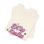 Dilly Dally Energy Tee | retro handwritten slogan, playful procrastination