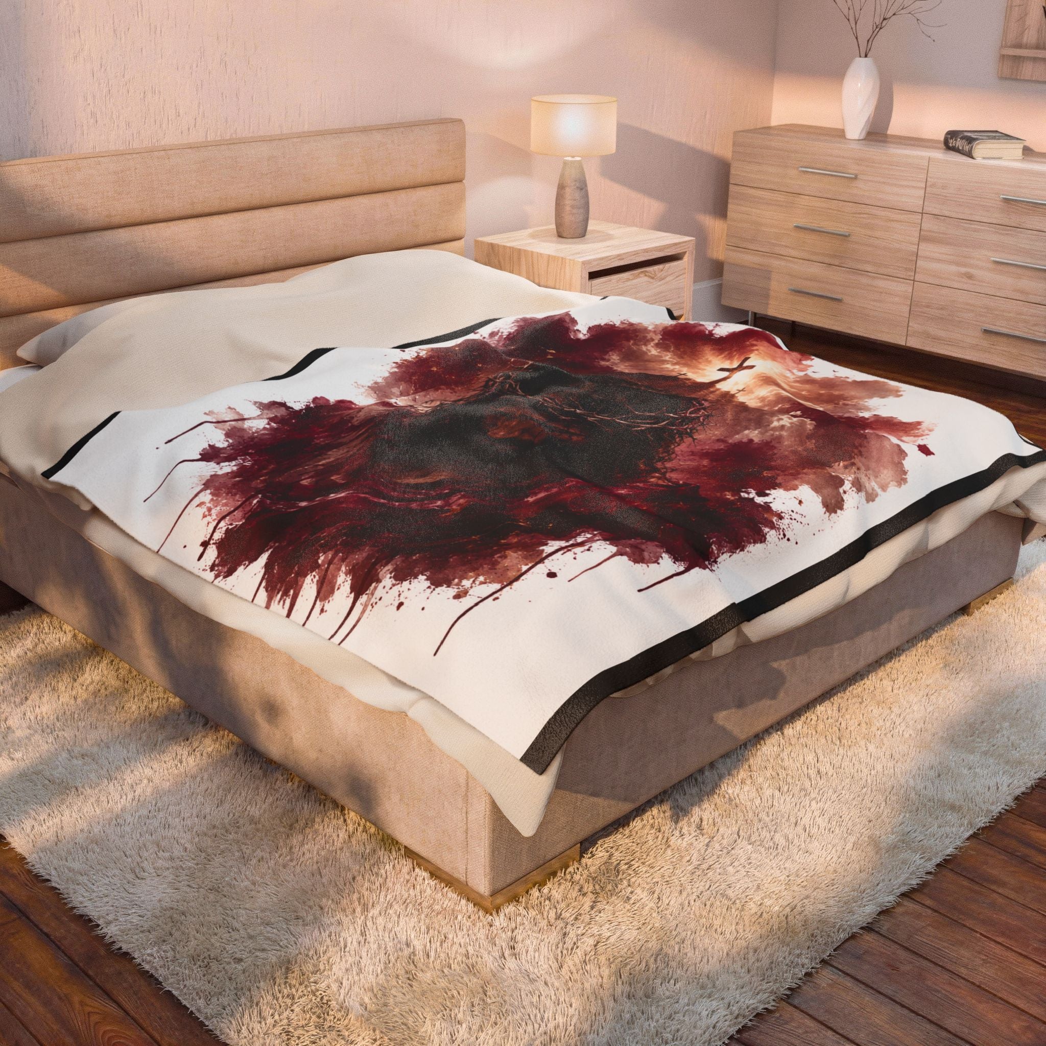 Religious Jesus Crown of Thorns Velveteen Plush Blanket