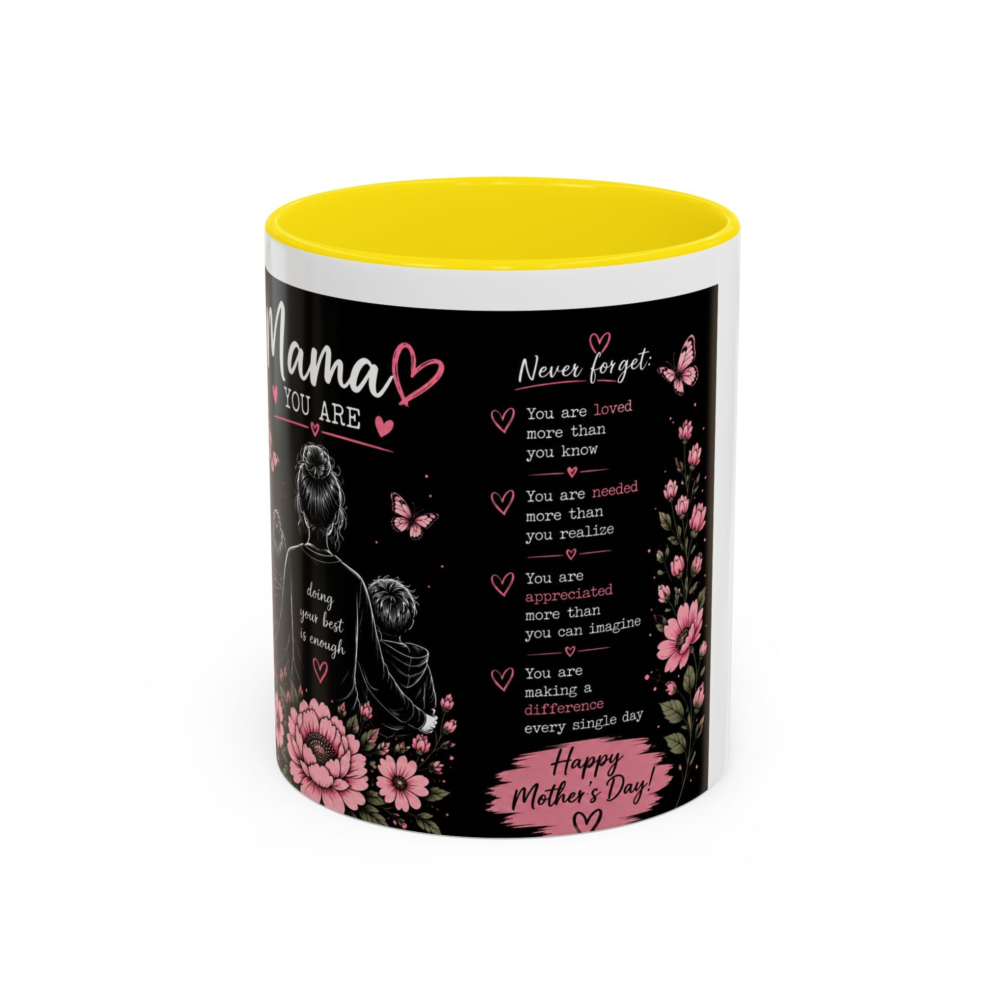 Mother’s Day Memorial Coffee Mug – 'Mama You Are' Sympathy Floral Accent Mug (11/15oz)