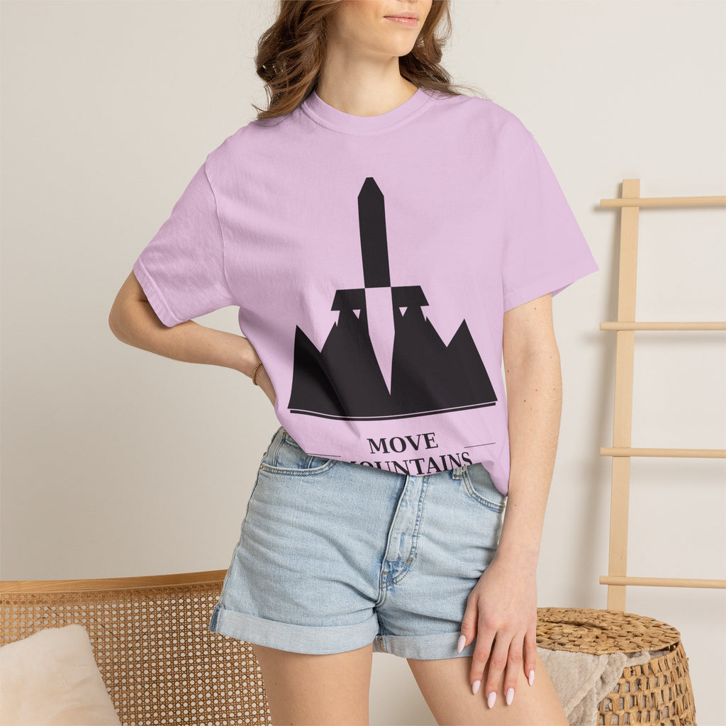 Move Mountains T‑Shirt — Minimal Sword & Mountain Graphic Inspirational Tee