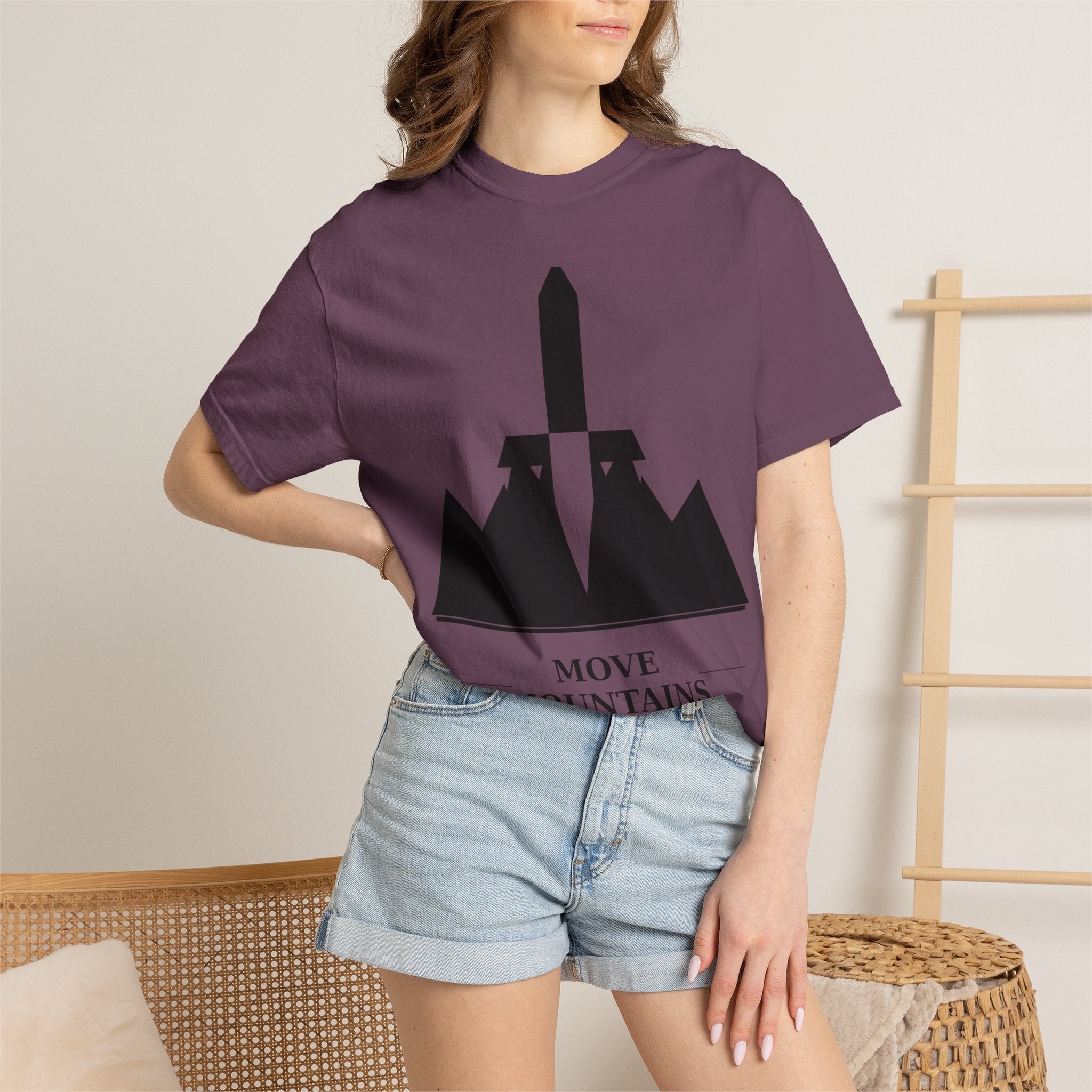 Move Mountains T‑Shirt — Minimal Sword & Mountain Graphic Inspirational Tee