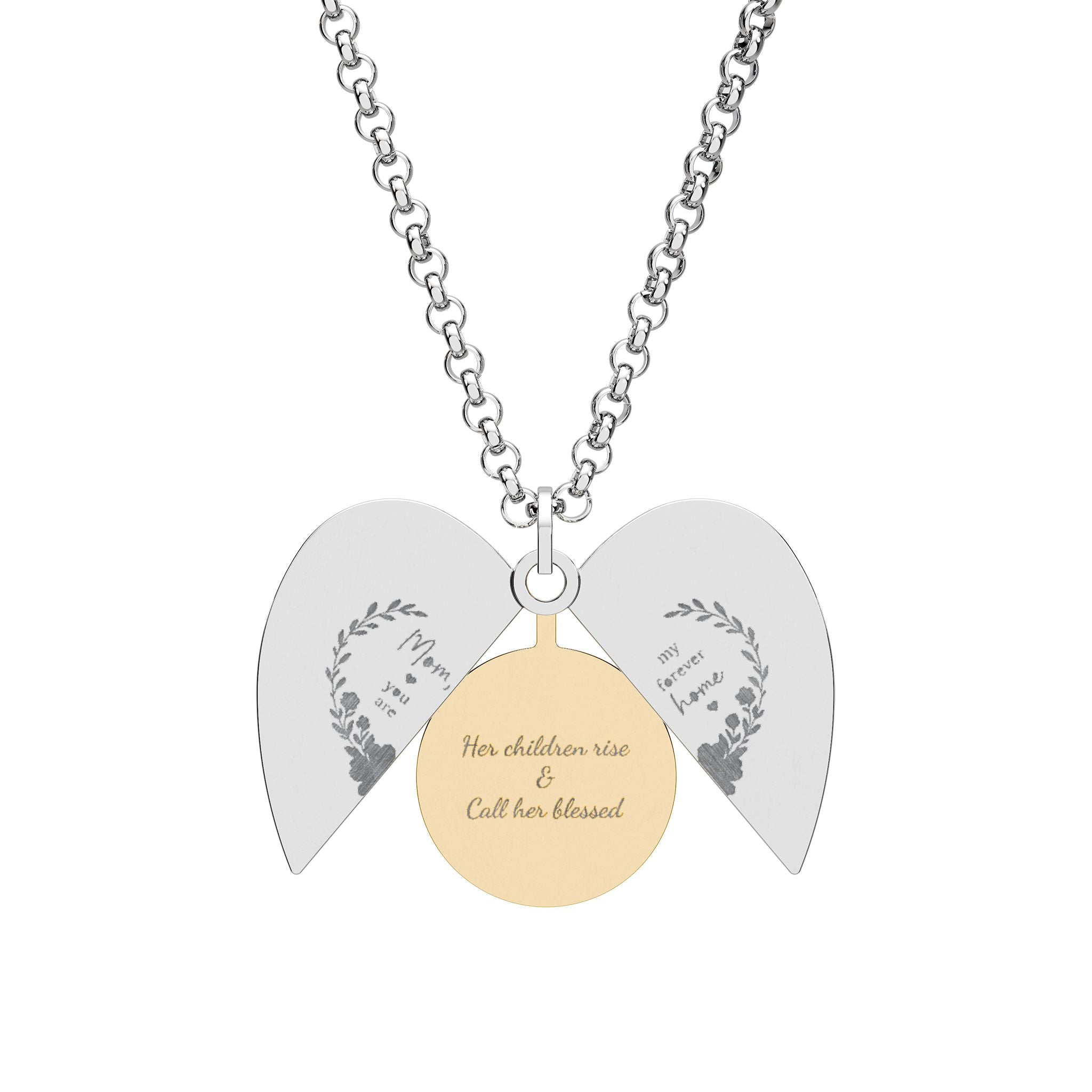 Engravable Hidden Message Heart Necklace - Secret Heart Locket Pendant (Custom Message Inside)