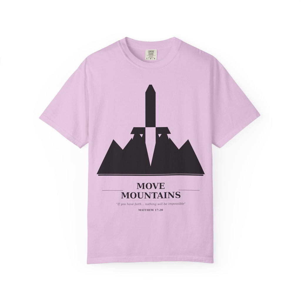 Move Mountains T‑Shirt — Minimal Sword & Mountain Graphic Inspirational Tee