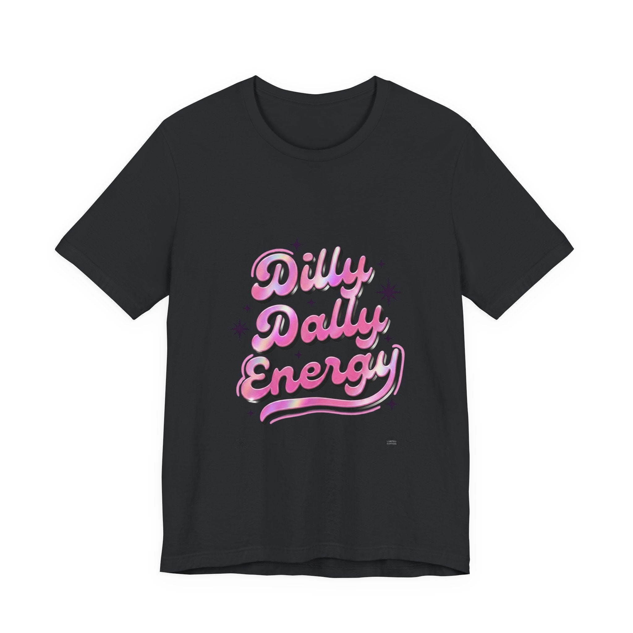 Dilly Dally Energy Tee | retro handwritten slogan, playful procrastination