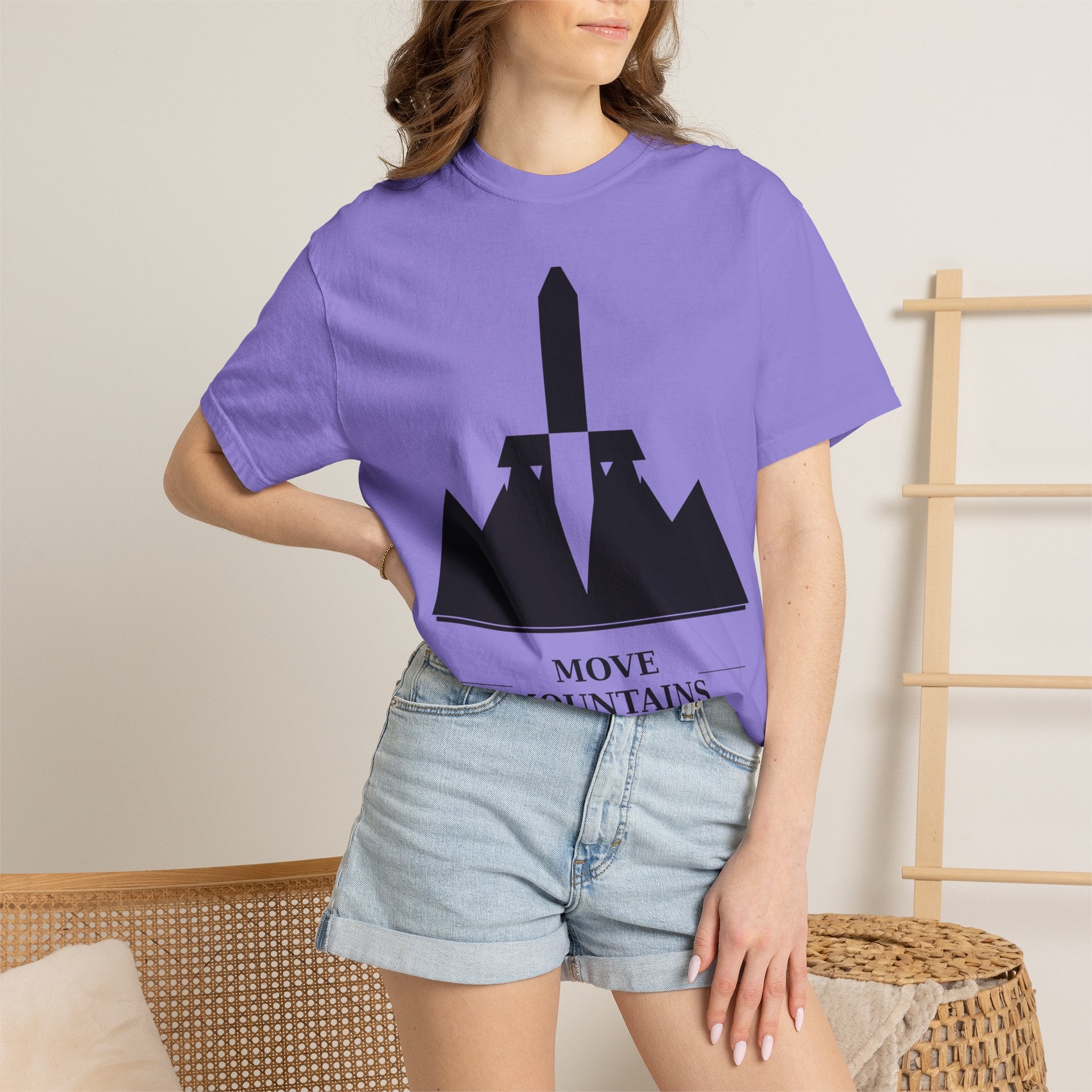 Move Mountains T‑Shirt — Minimal Sword & Mountain Graphic Inspirational Tee