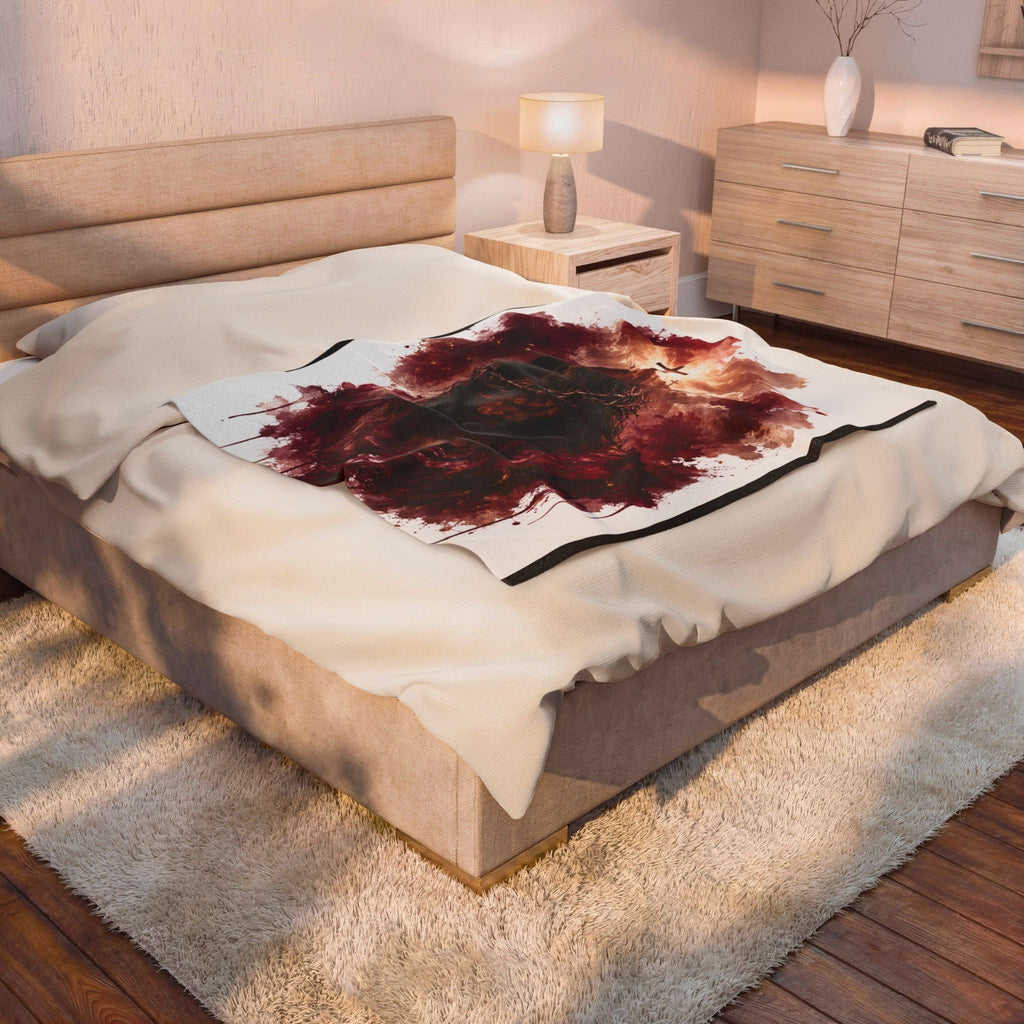 Religious Jesus Crown of Thorns Velveteen Plush Blanket