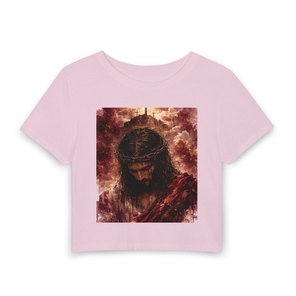 Christian Jesus Portrait Baby Tee – Crown of Thorns Inspirational Crop Top