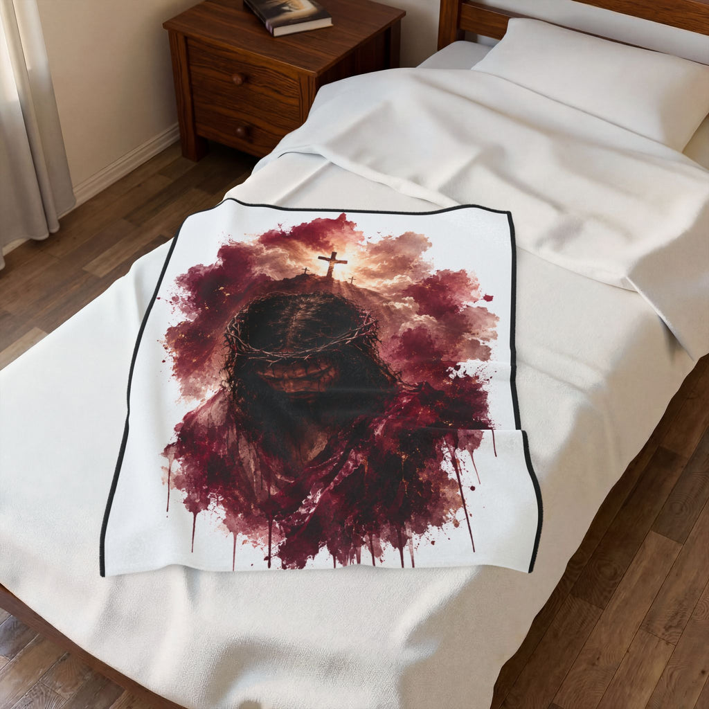 Religious Jesus Crown of Thorns Velveteen Plush Blanket