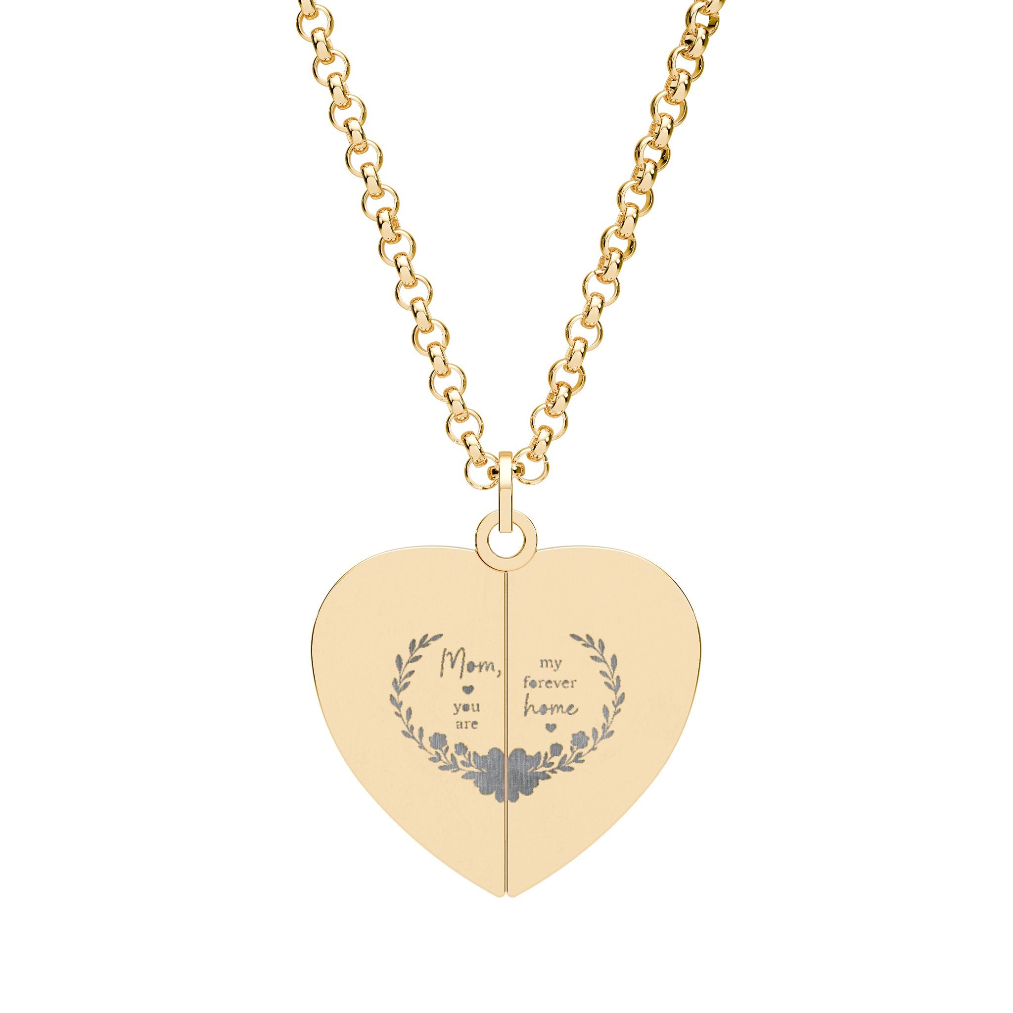 Engravable Hidden Message Heart Necklace - Secret Heart Locket Pendant (Custom Message Inside)
