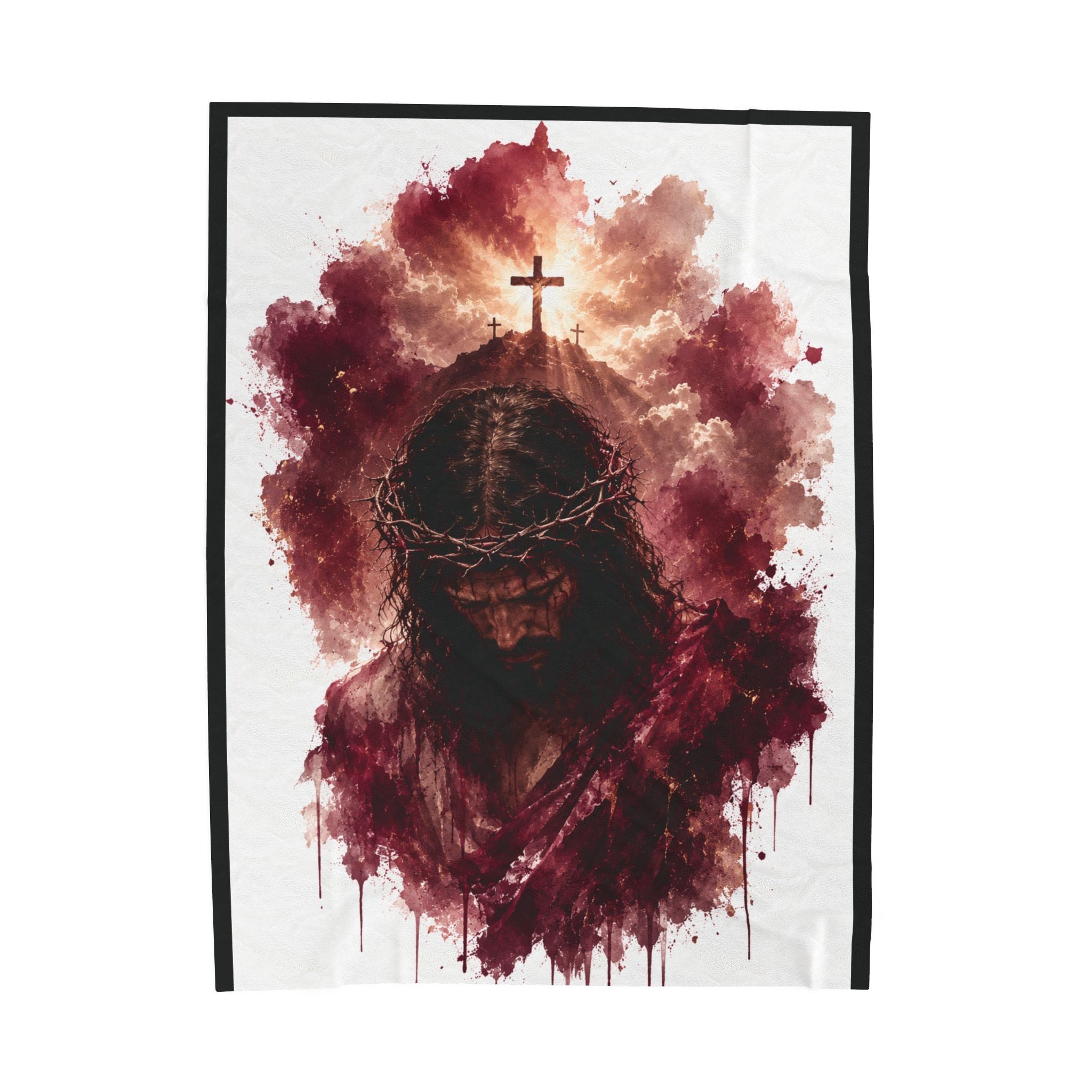 Religious Jesus Crown of Thorns Velveteen Plush Blanket
