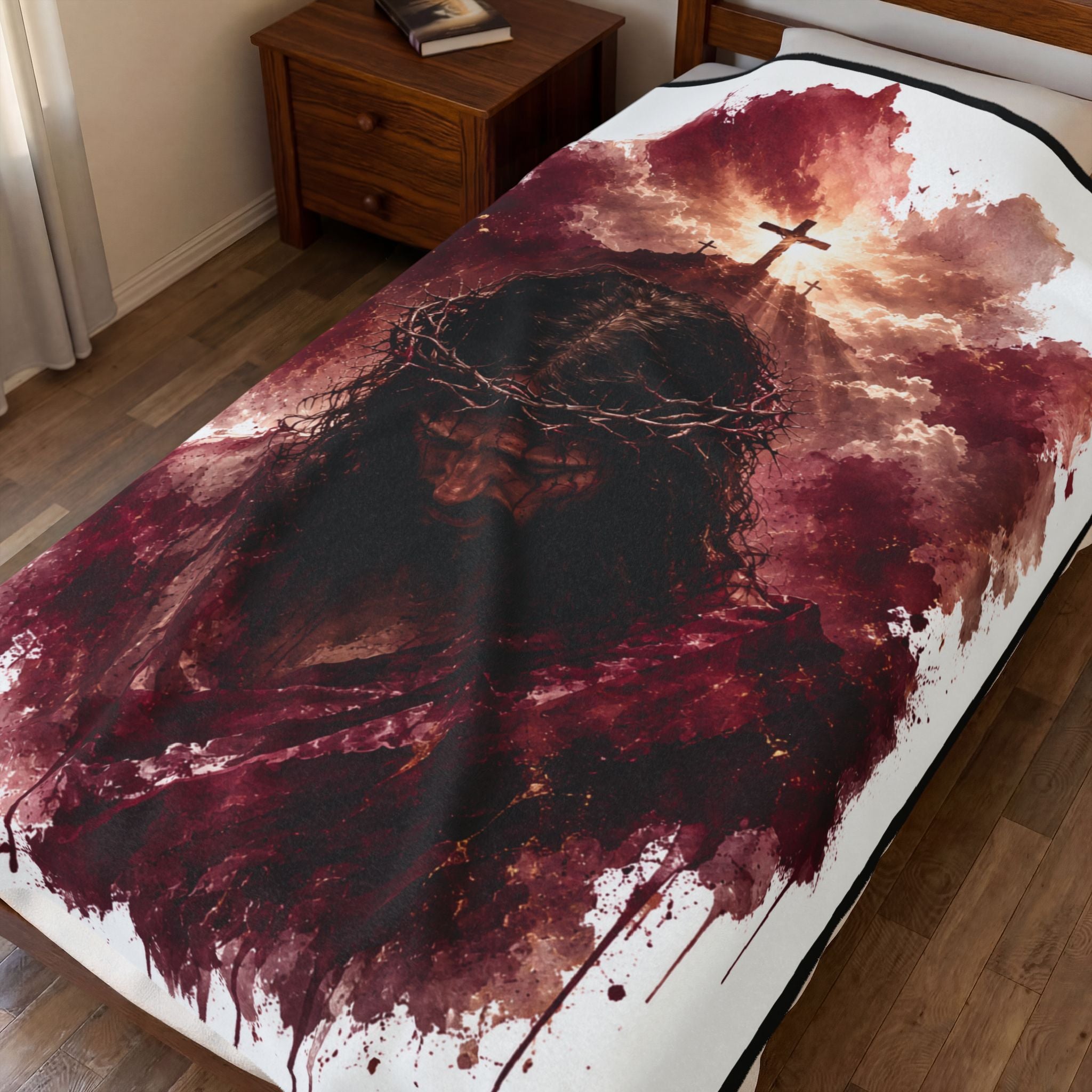 Religious Jesus Crown of Thorns Velveteen Plush Blanket
