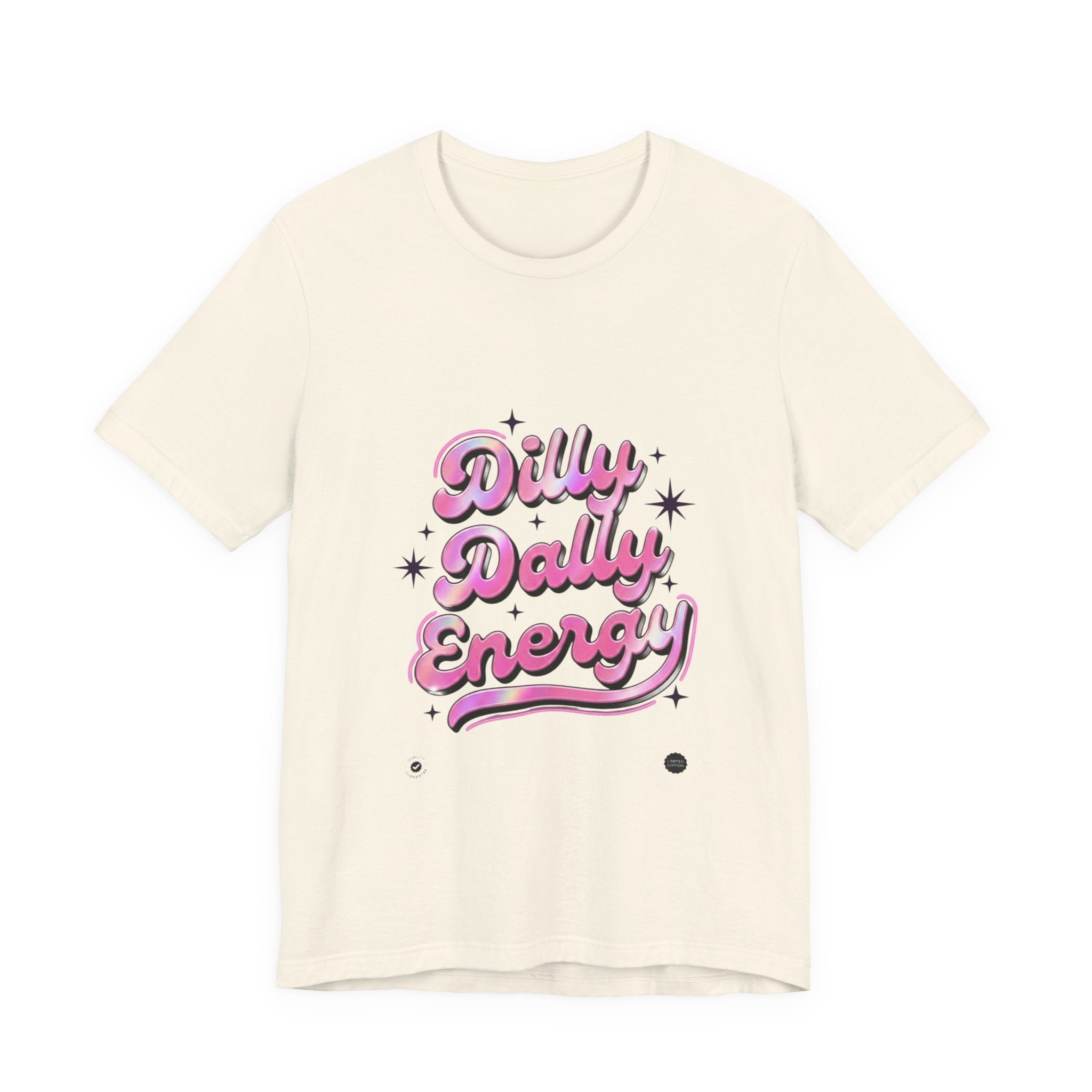 Dilly Dally Energy Tee | retro handwritten slogan, playful procrastination