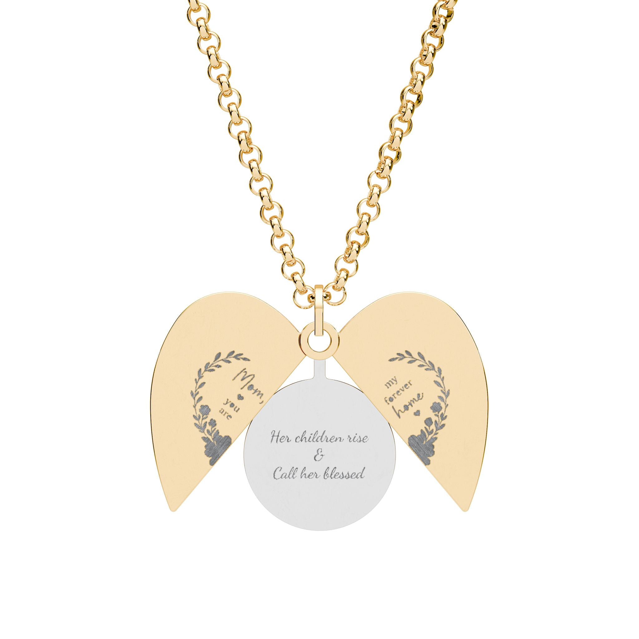 Engravable Hidden Message Heart Necklace - Secret Heart Locket Pendant (Custom Message Inside)