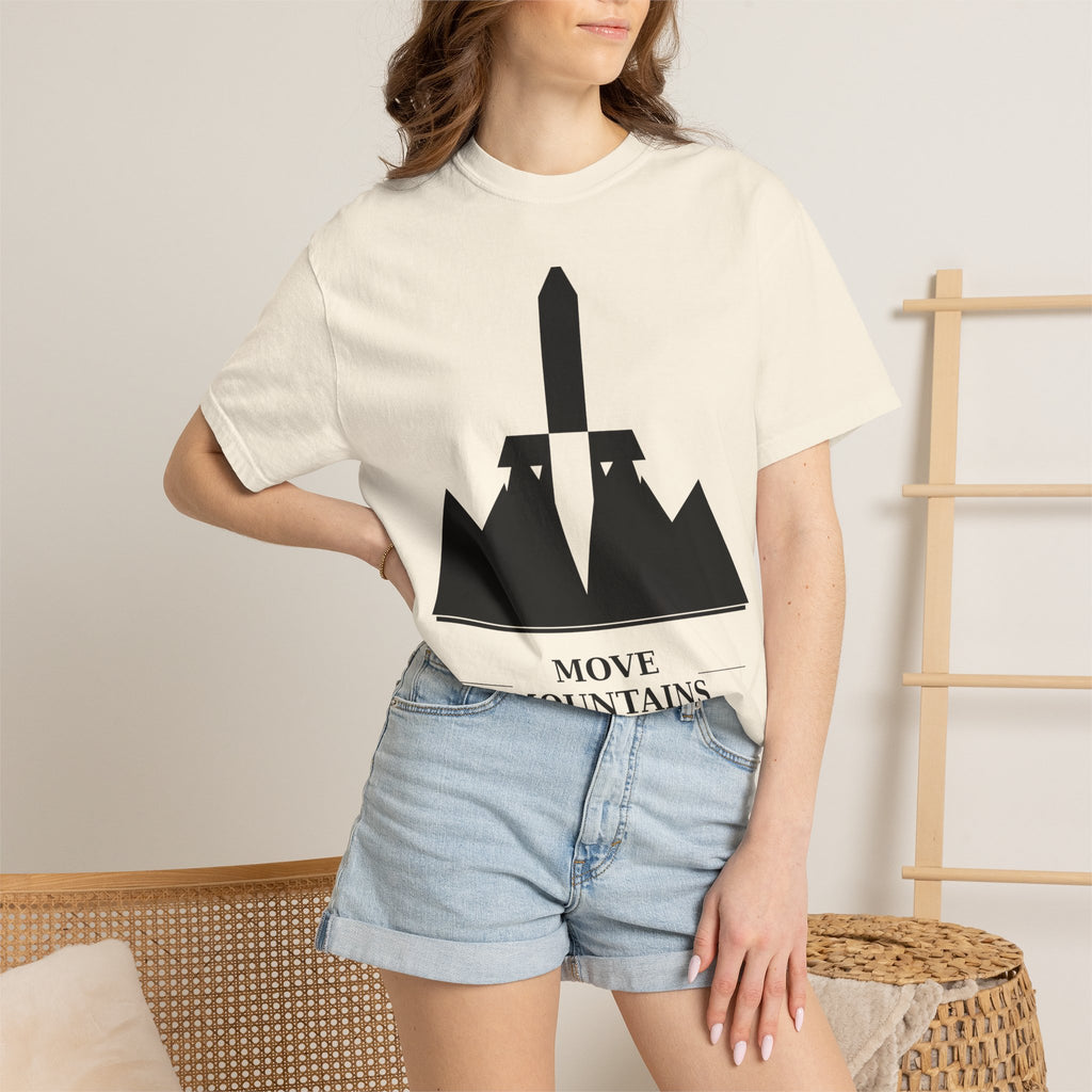 Move Mountains T‑Shirt — Minimal Sword & Mountain Graphic Inspirational Tee